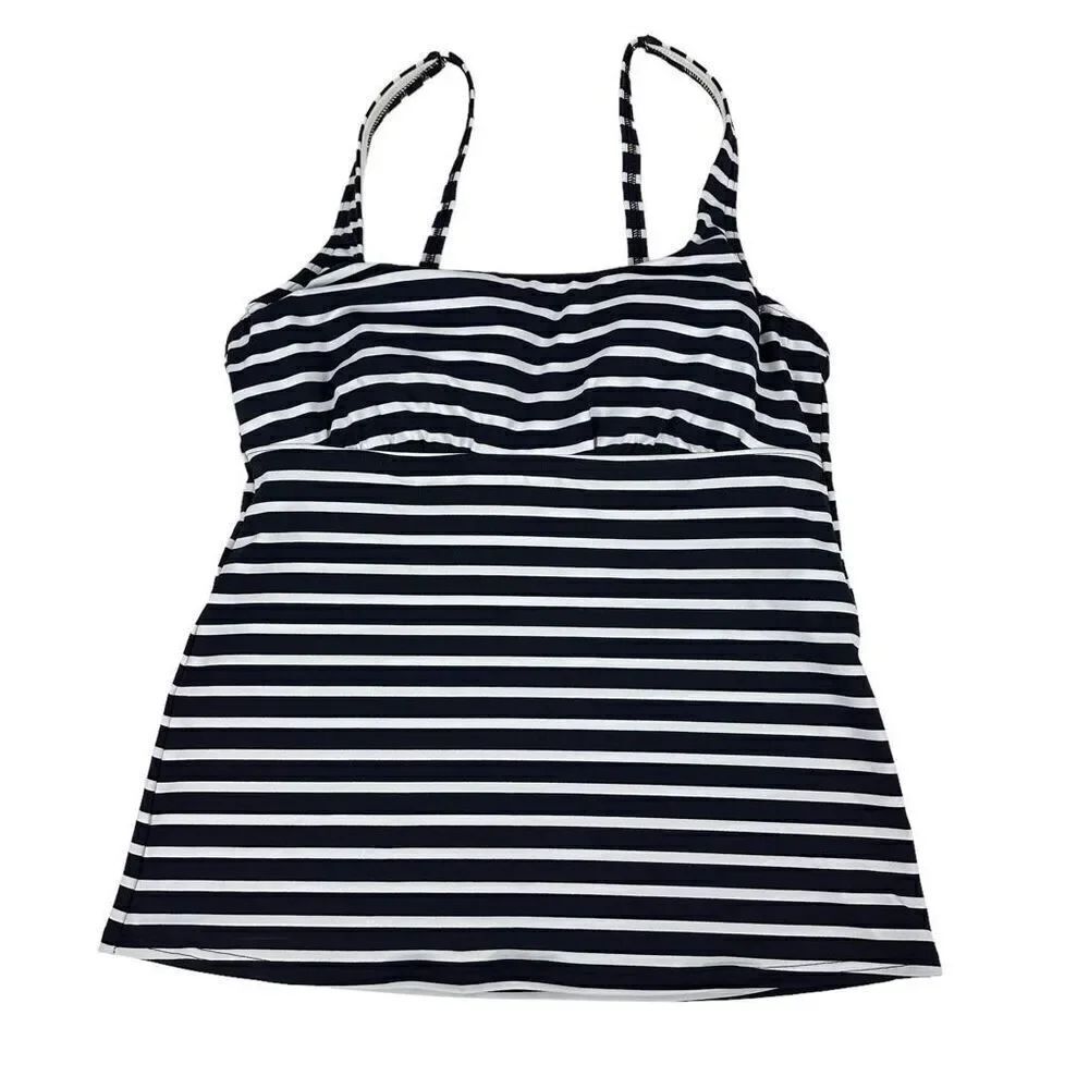 Lands’ End Square Neck Underwire Tankini Top size 8 stripe